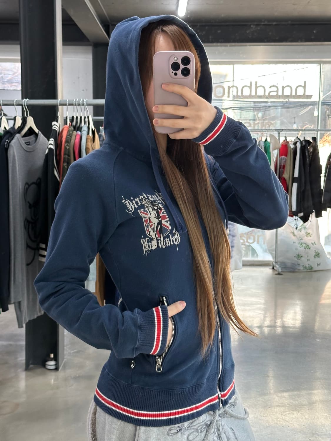 히스테릭글래머 아카이브 히스걸 성조기 후드집업 상품이미지3