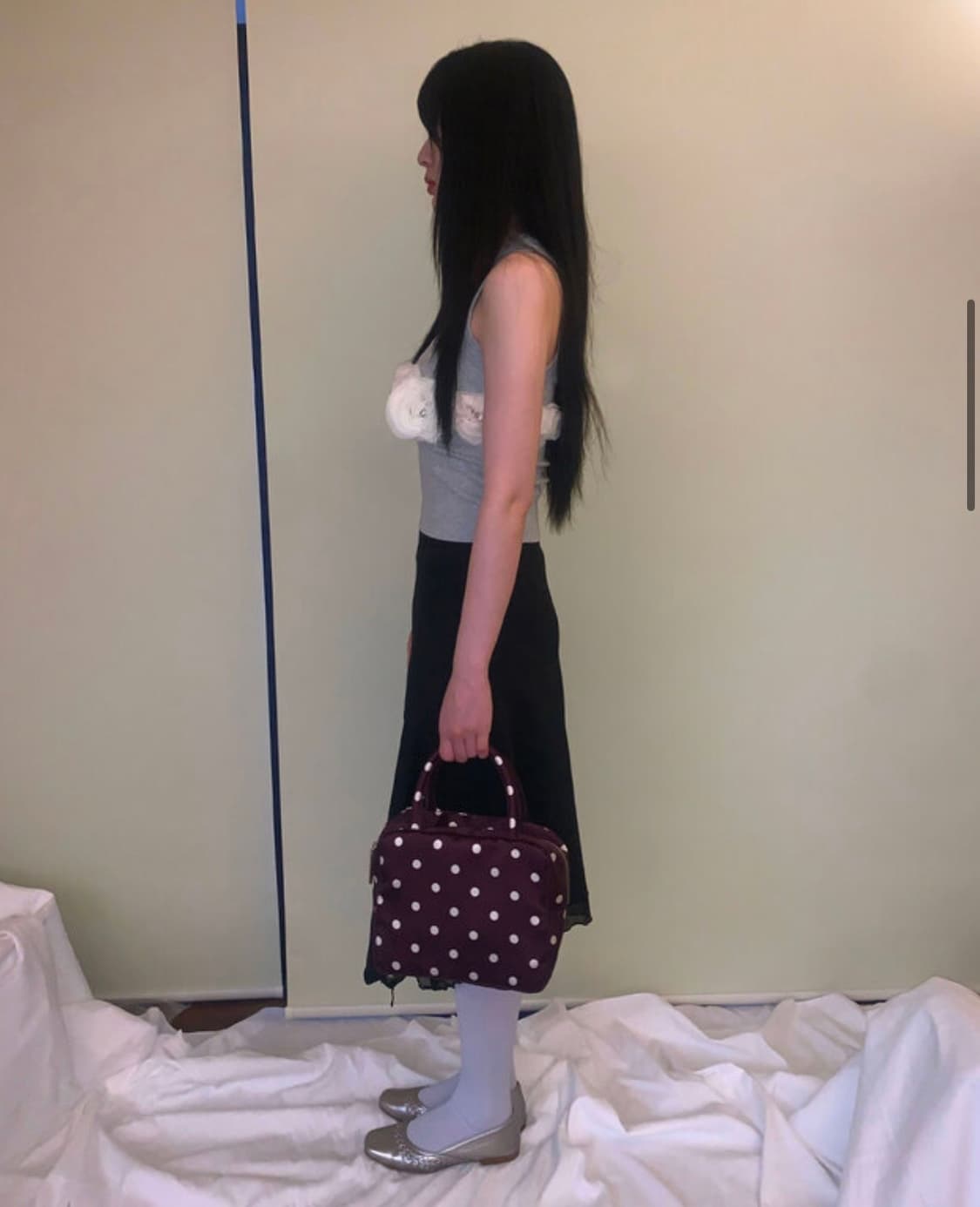 피치바스켓마켓 폴카 도트 토트백 퍼플 상품이미지1