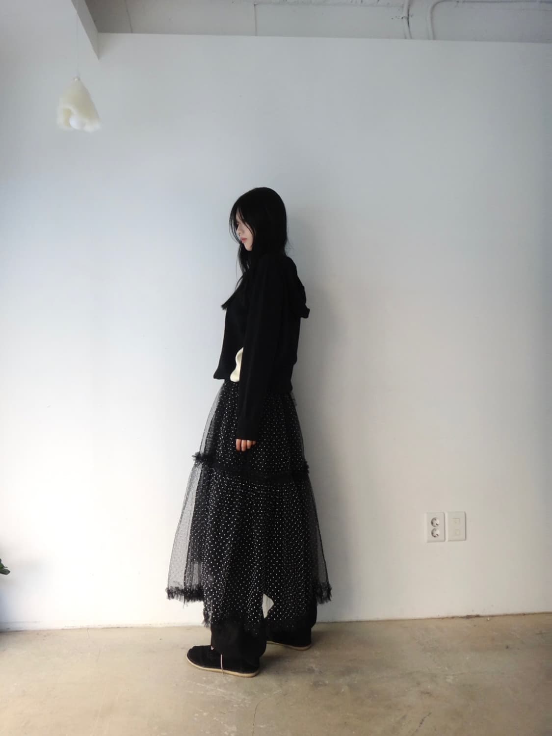 Hoody line knit / black 상품이미지5