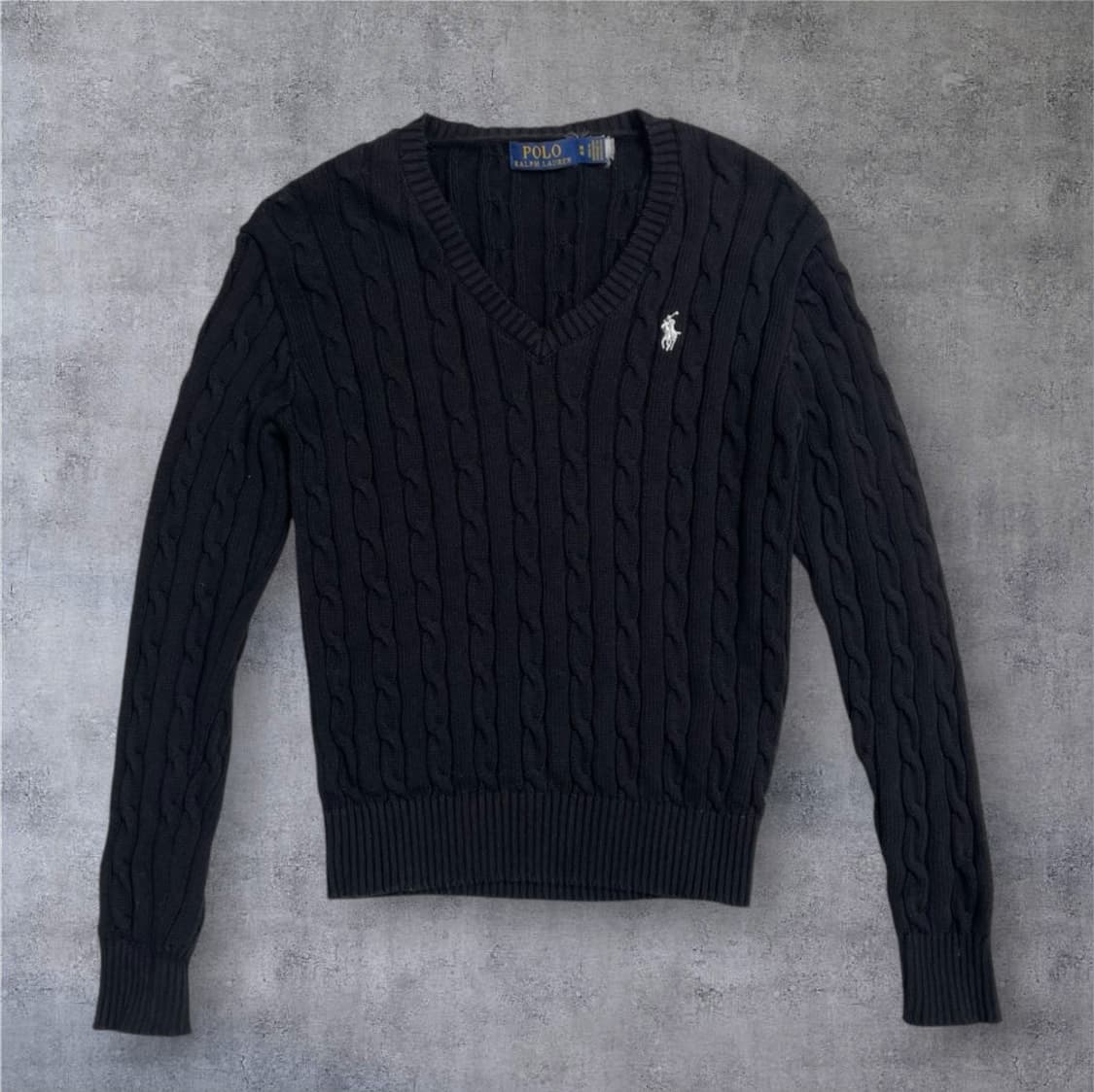 폴로 랄프로렌 블랙 케이블 브이넥 니트 M 상품이미지1