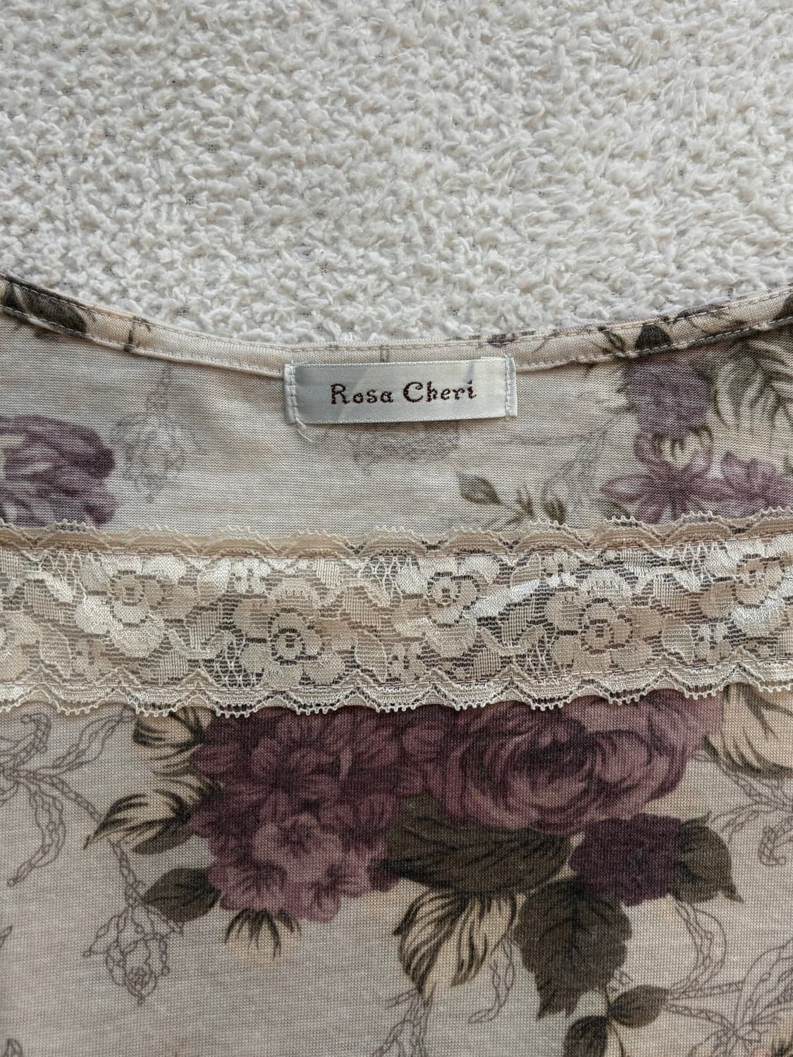 로사체리 스퀘어넥 플라워 레이스 긴팔티 이너 페어리 오리엔탈 상품이미지2