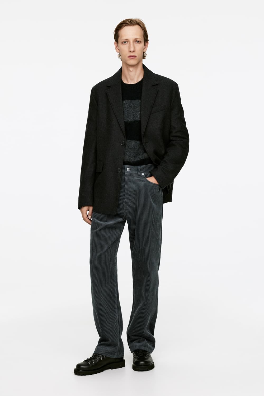 아르켓 다크 블루 루즈핏 코듀로이 팬츠 상품이미지1