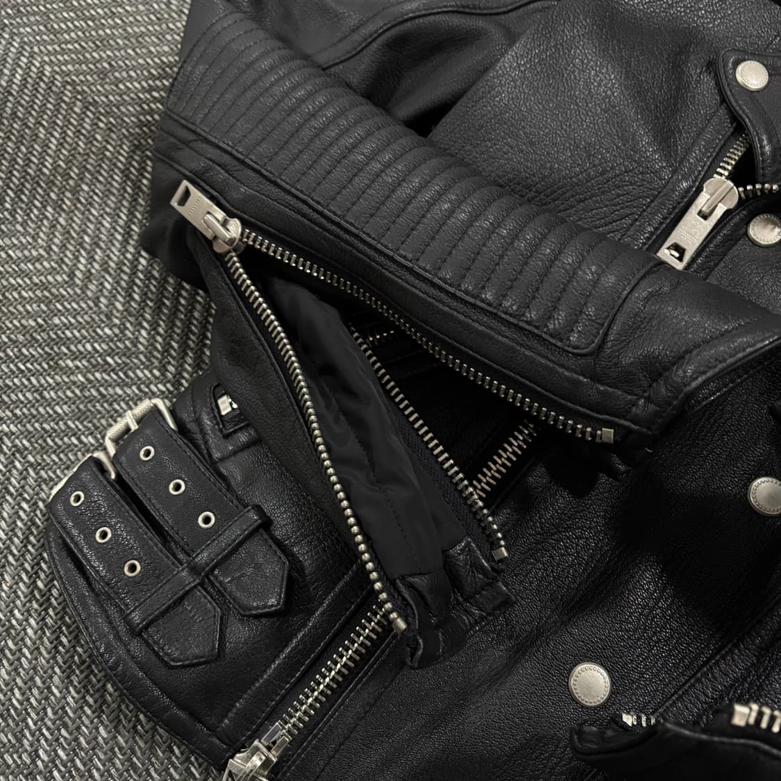 Quilting Lamb skin biker jacket 상품이미지2