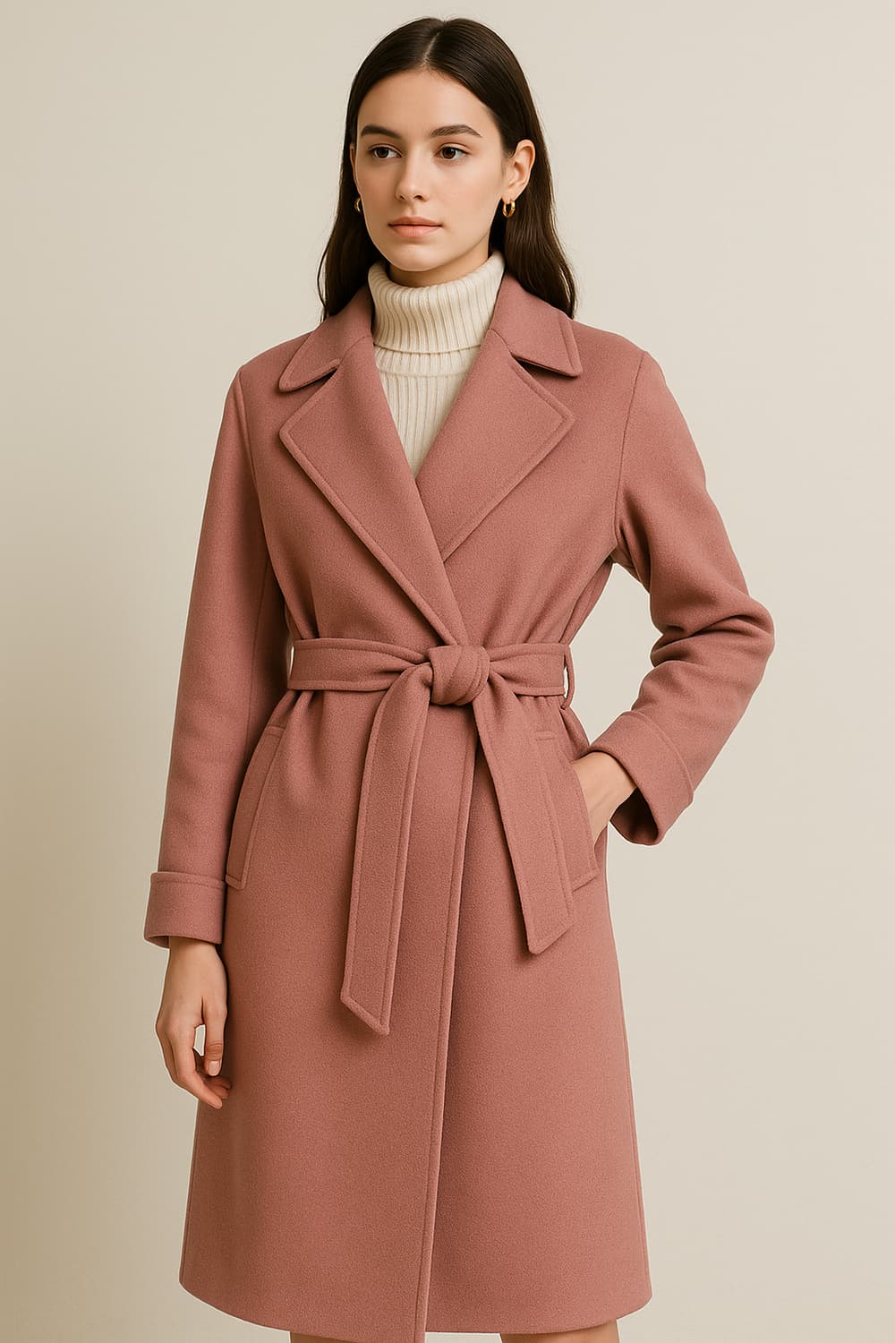 디앤써 D.answer 인디핑크 로브 울코트 상태최상  드라이클리닝 완료 상품이미지1