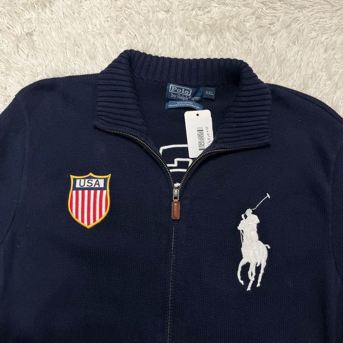 Polo big pony navy USA knit zip-up 상품이미지6