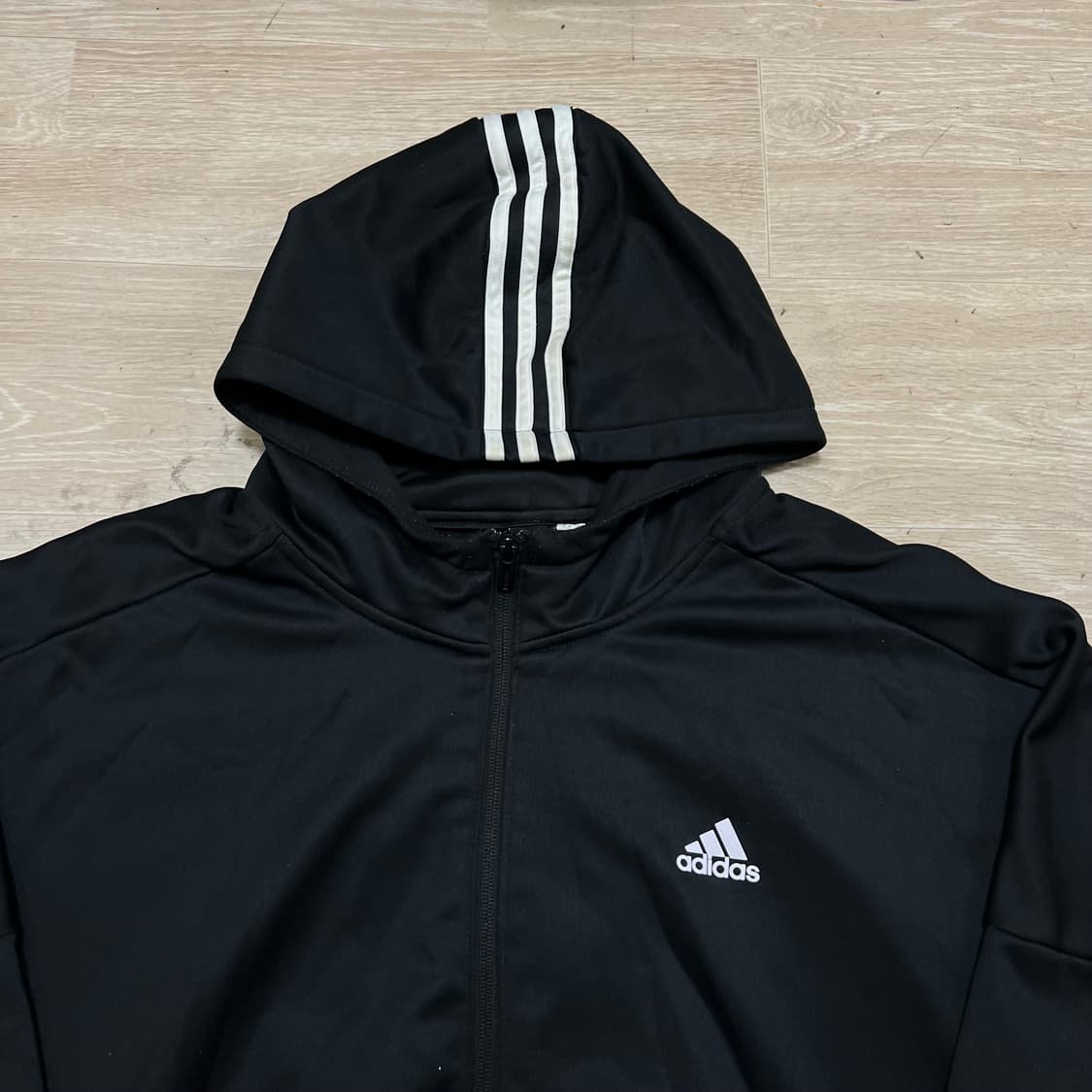 아디다스 빅사이즈 삼선 후드 기모 져지 트랙탑 [블랙] 3XL/115 상품이미지2