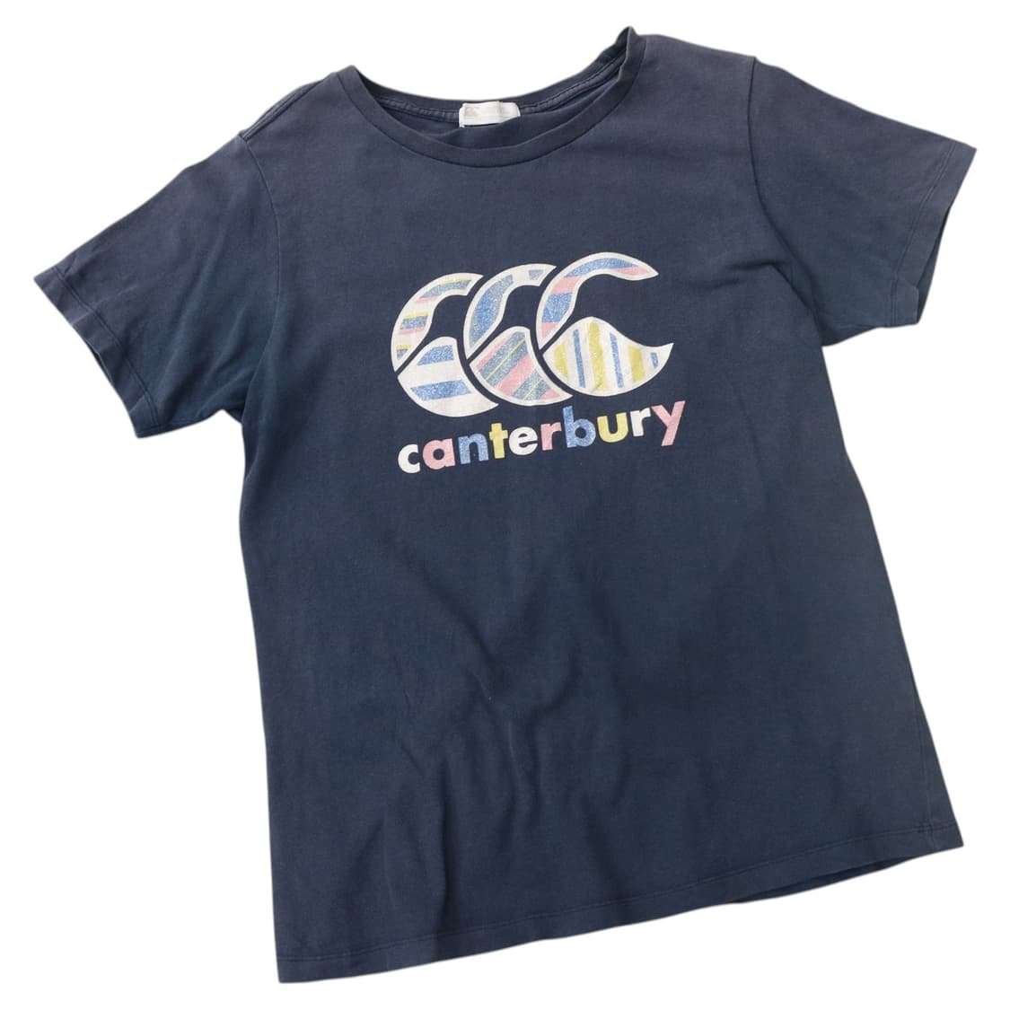 Canterbury 캔터베리 빈티지 파스텔 스트라이프 로고 티셔츠 (M) 상품이미지1