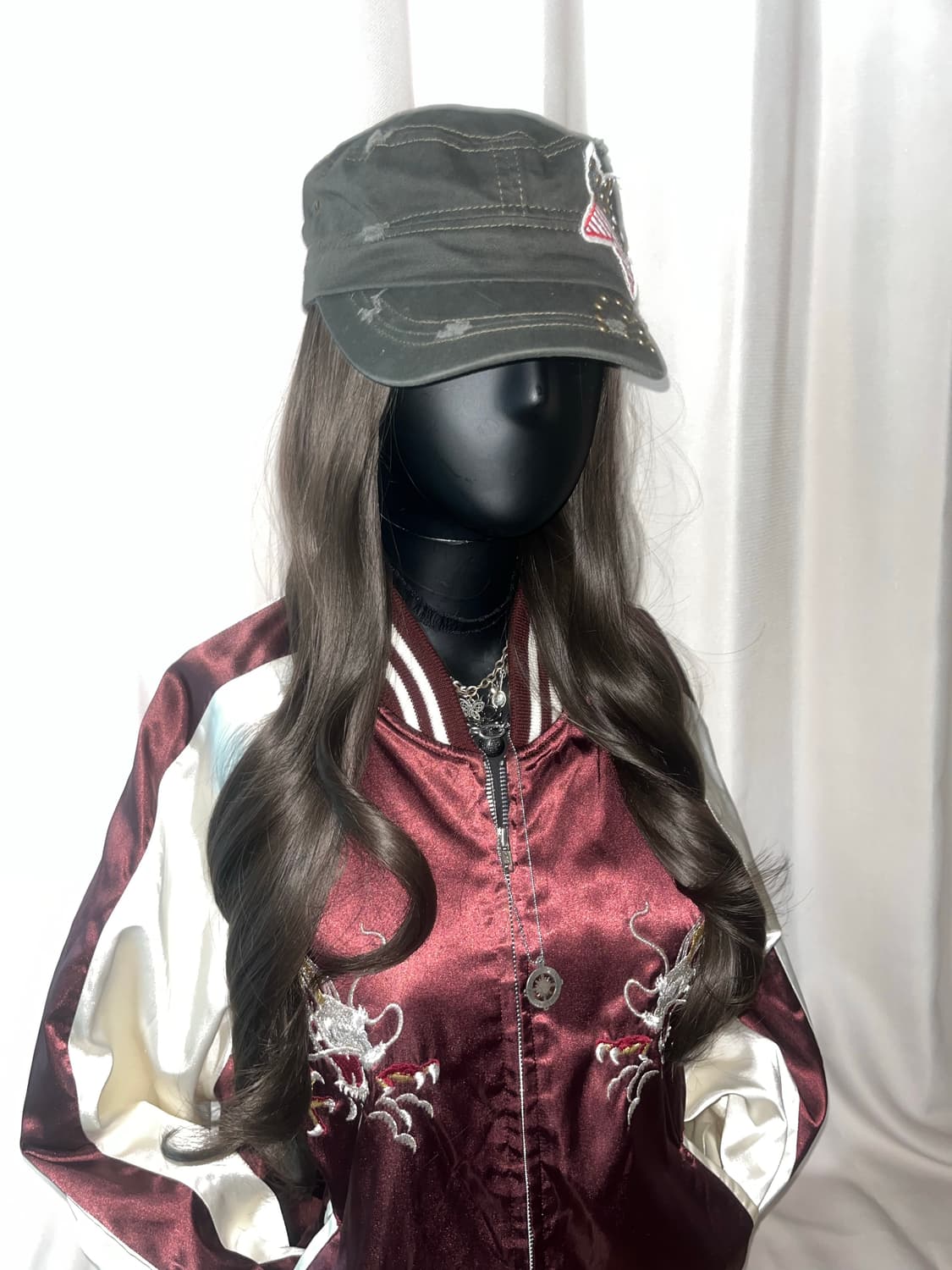 일본빈티지 오리엔탈 버건디 스카잔 상품이미지1