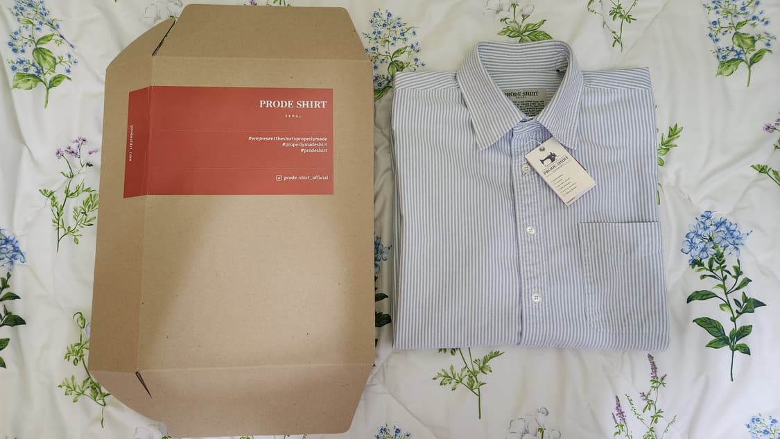 프로드셔츠 옥스포드셔츠 블루 스트라이프 48 상품이미지1