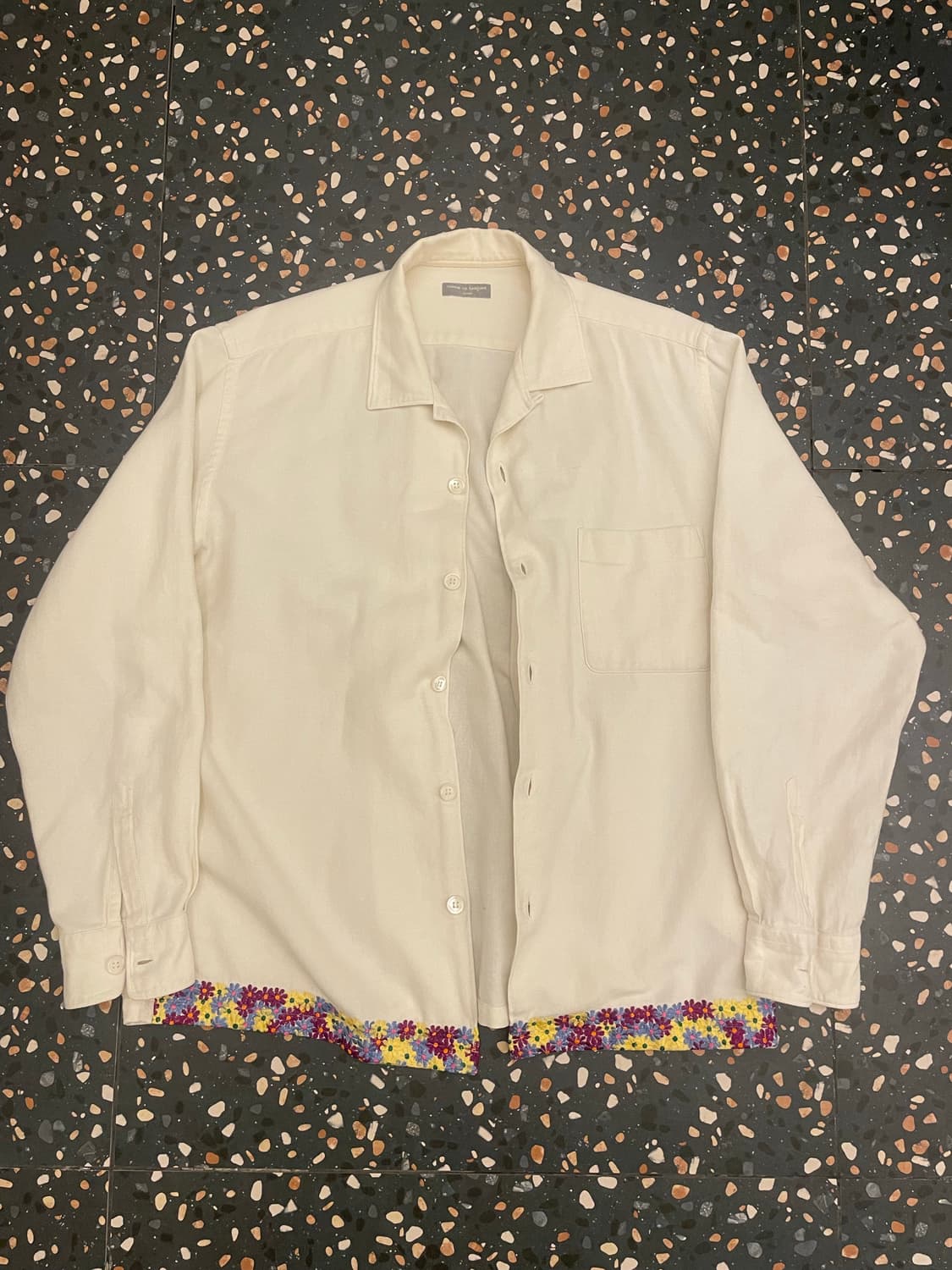 꼼데가르송옴므 다나카기 플라워자수 오픈카라셔츠 상품이미지1