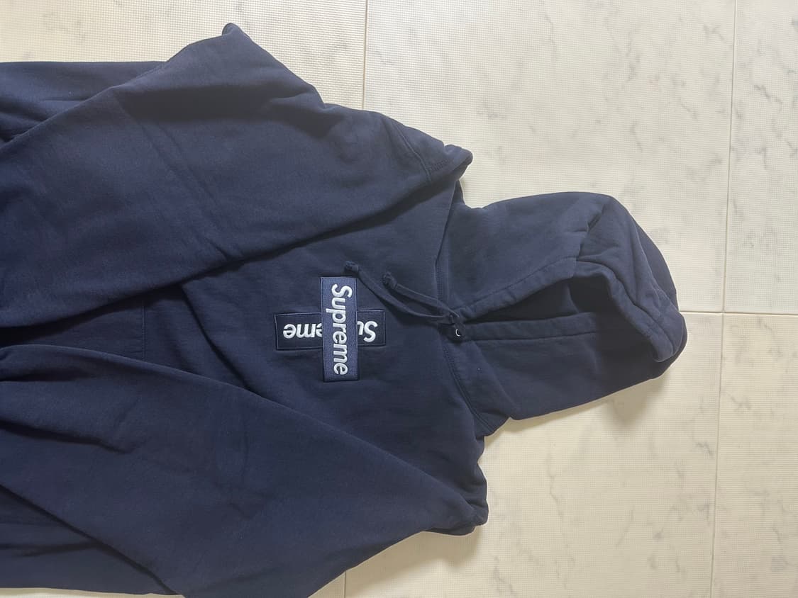 슈프림 크로스박스로고 후드 네이비xl 상품이미지2