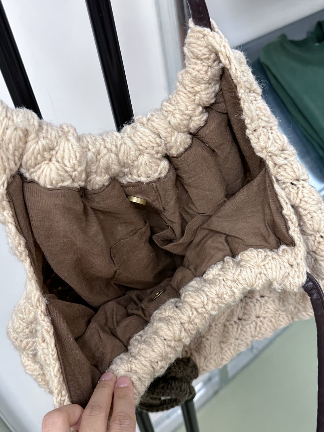 wood ball crochet knit bag 상품이미지2