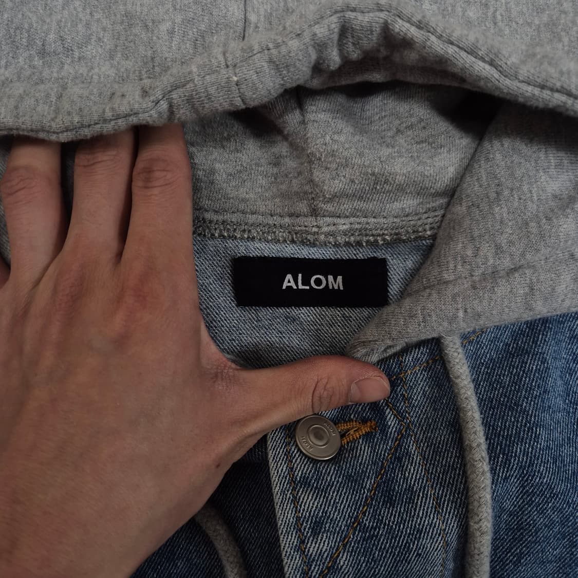 ALOM 알롬 후드 트러커 데님 청자켓 L~XL 상품이미지4