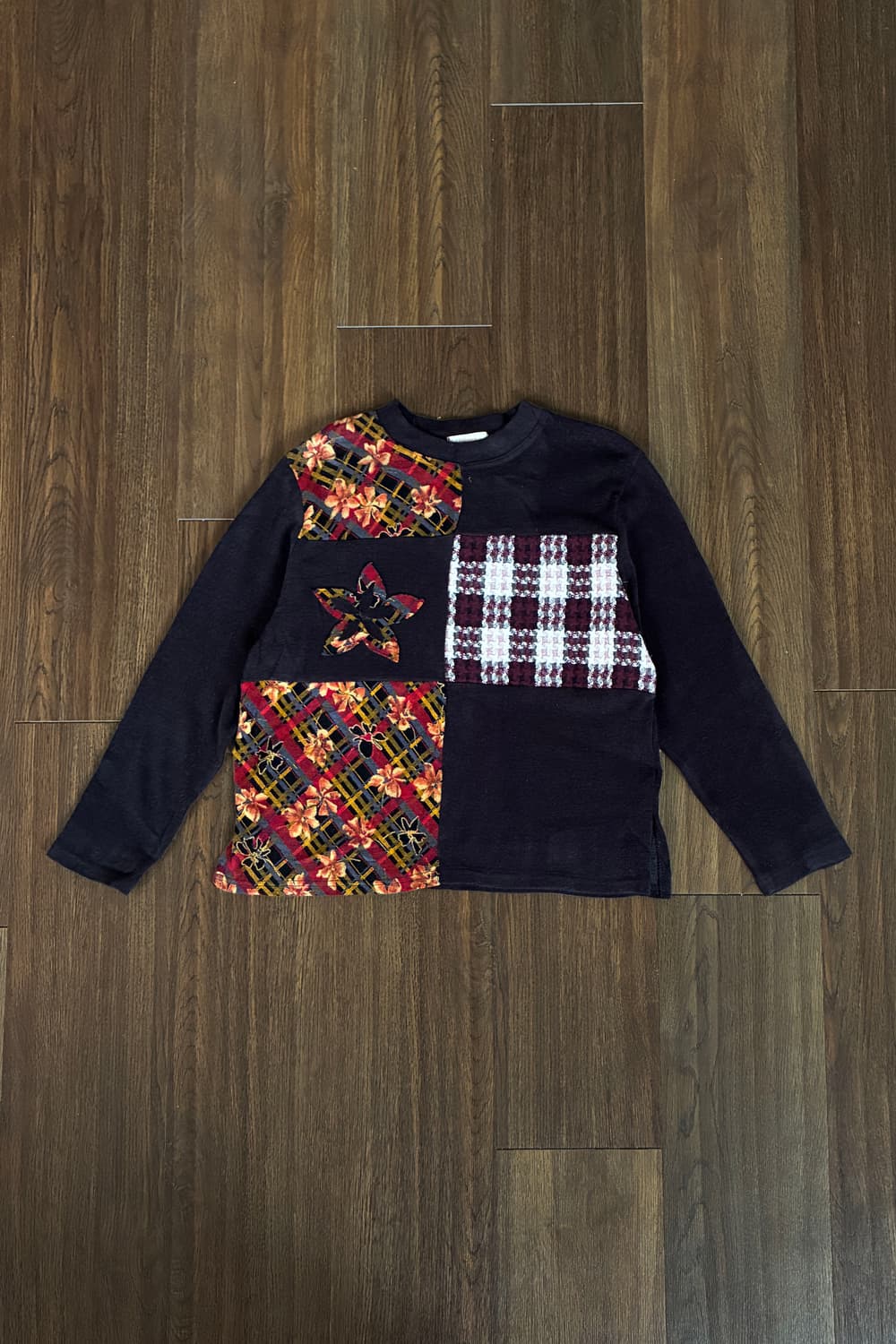 Brown Patch-work Top 상품이미지4