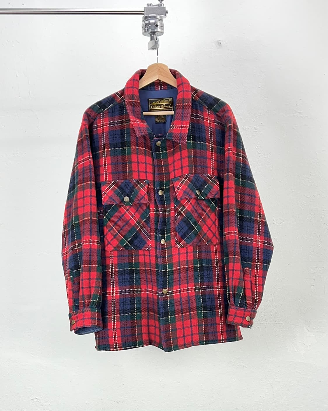 80s 에디바우어 타탄체크 가이드 울 투 포켓 셔츠 상품이미지1