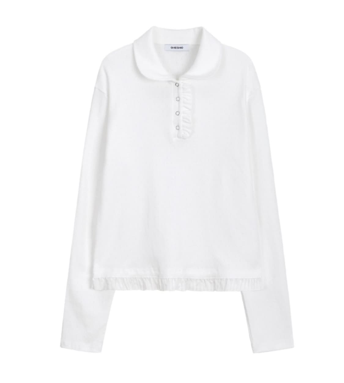 오헤시오 라운드카라 프릴 롱 티셔츠 상품이미지1