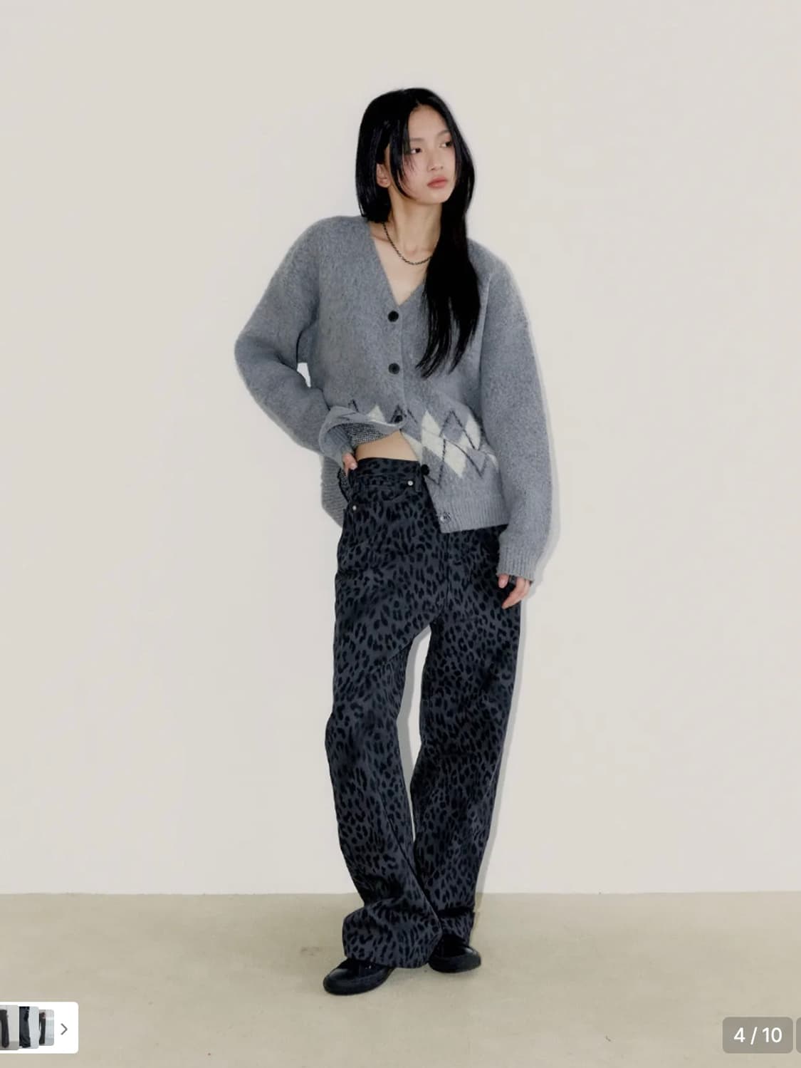 오피쉬 와이드 레오파드 팬츠 / 차콜 2size 상품이미지2
