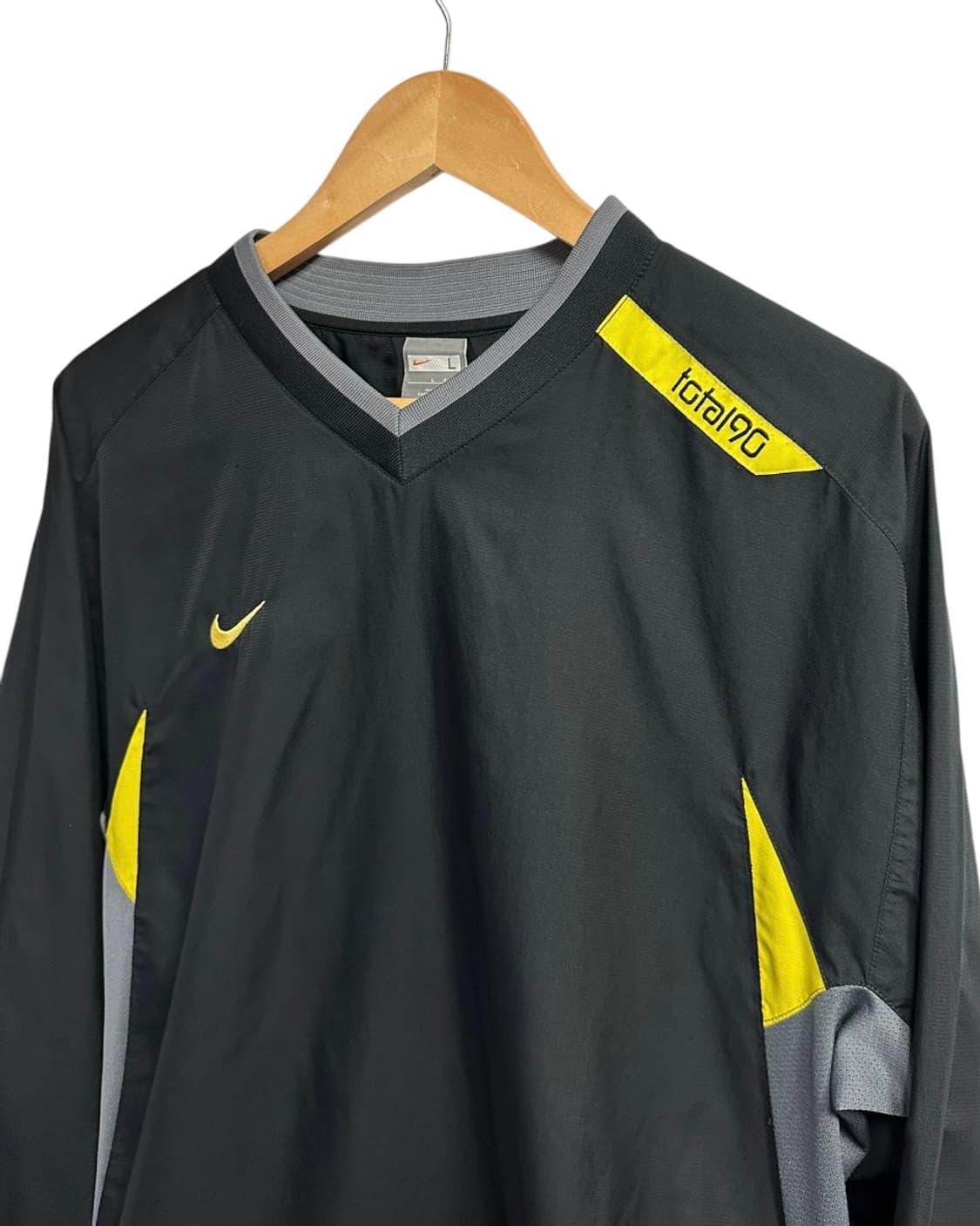 나이키(NIKE) 00s 블랙/옐로우 토탈90 레트로 브이넥 웜업 L 상품이미지3