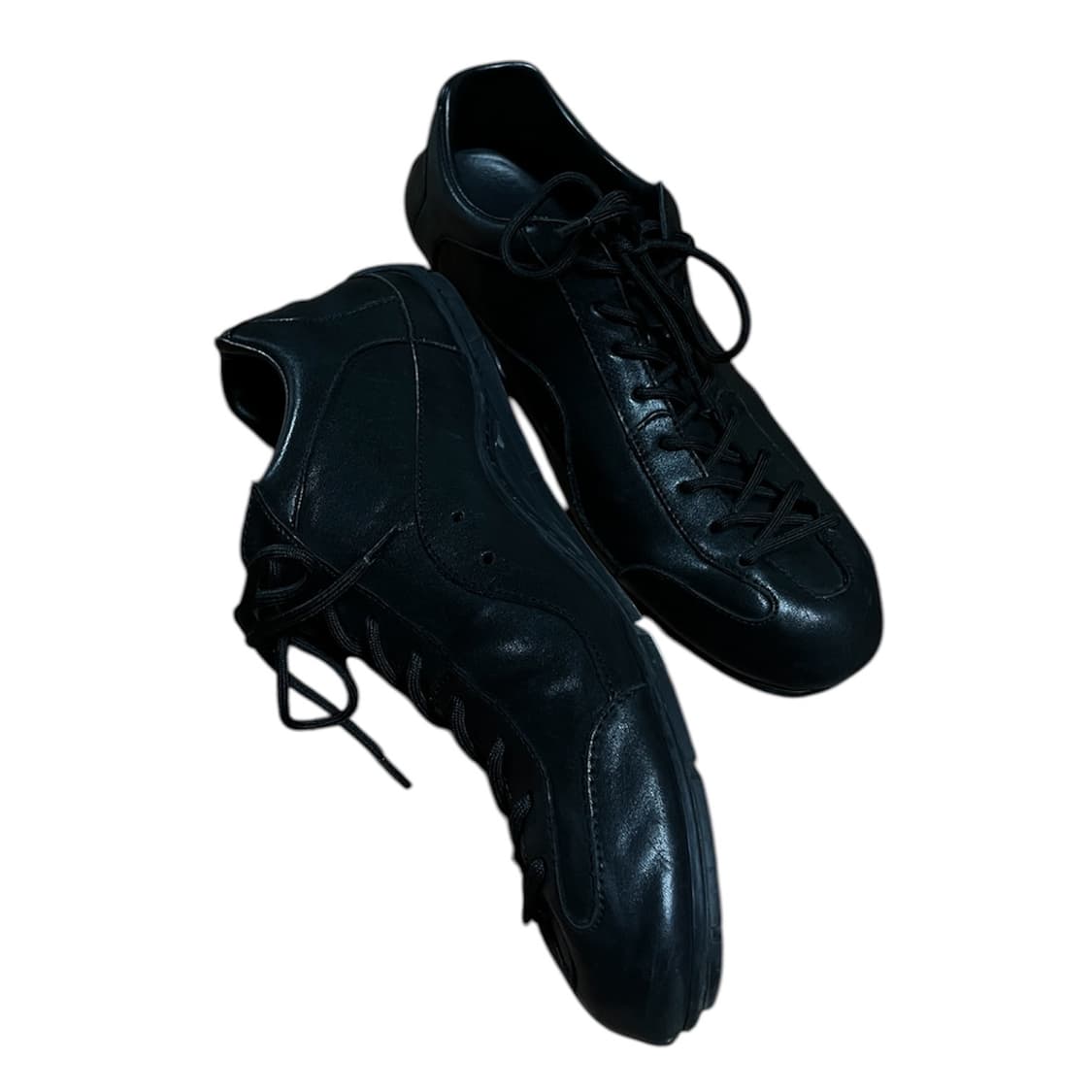 로맨틱무브 보울러 가죽 스니커즈 워싱 블랙 상품이미지2