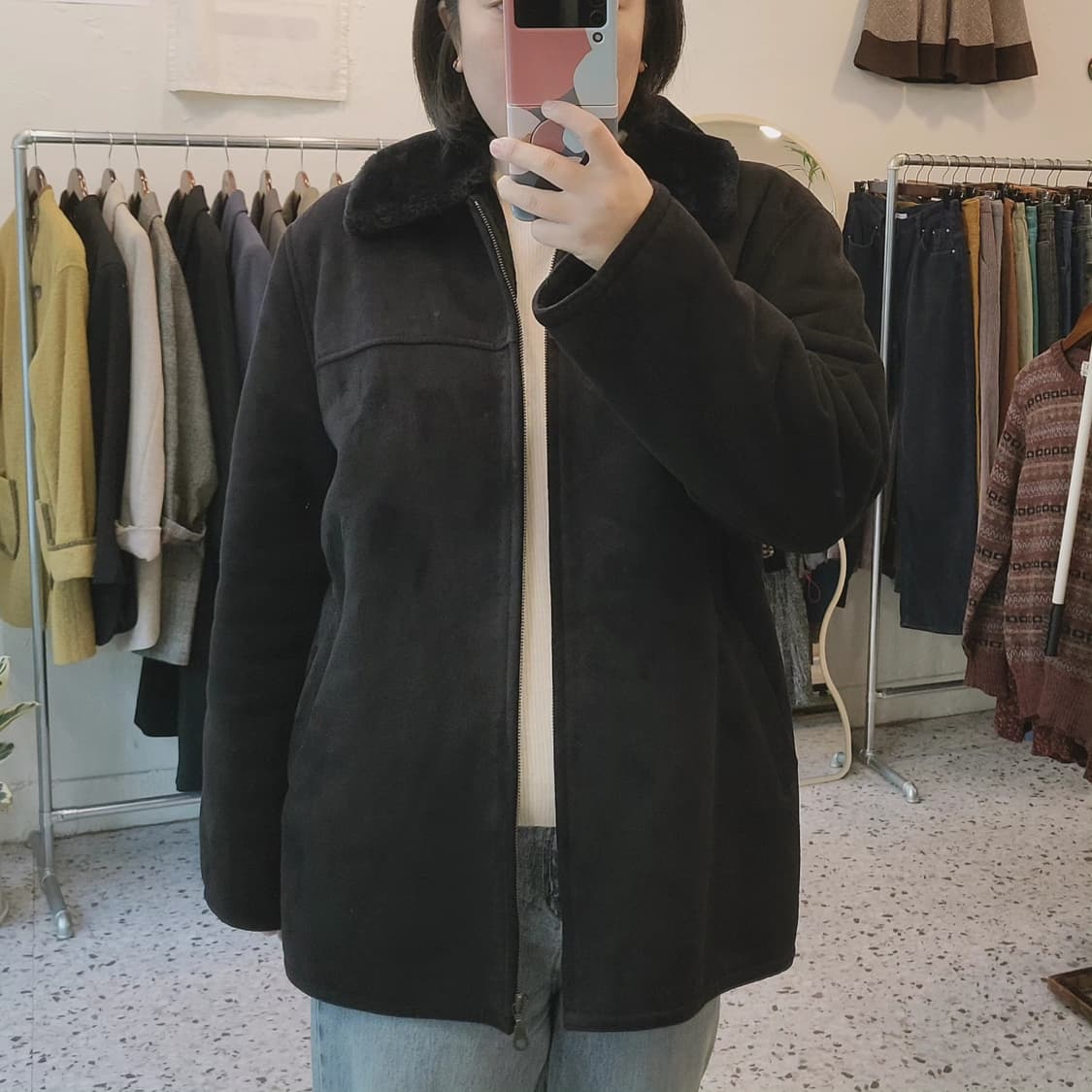 엑시고옴므 리얼 스웨이드 블랙 무스탕 상품이미지8