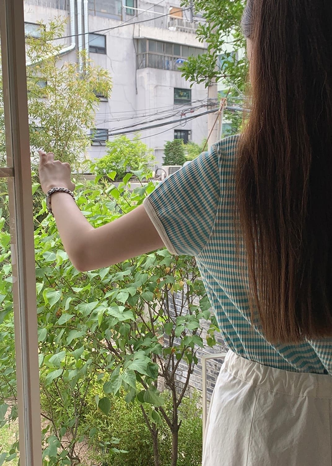 메이비베이비 Capri 티셔츠 스카이블루 반팔 스트라이프 링거티 카프리 상품이미지2
