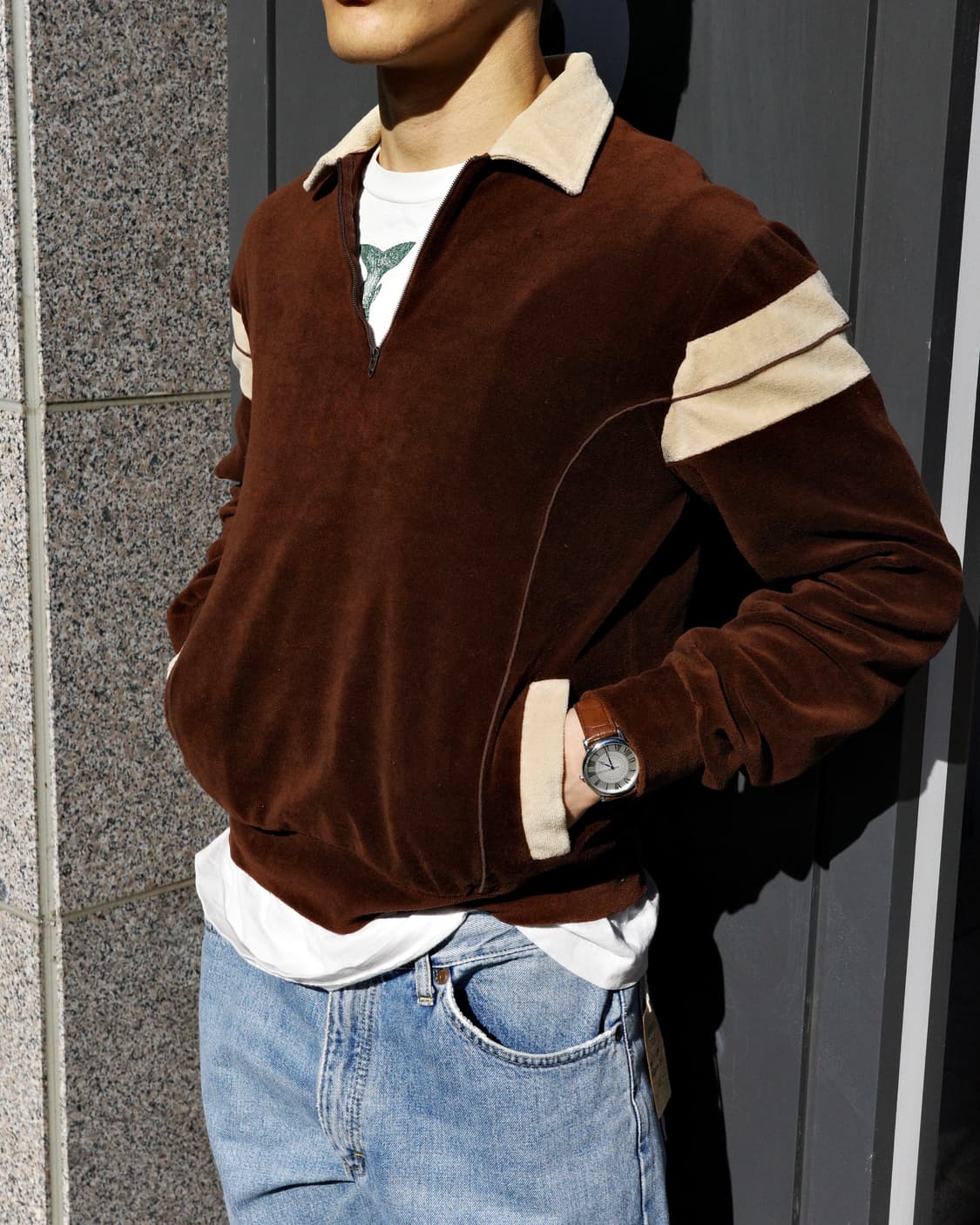 80’s Quater Zip Velour shirts 상품이미지10