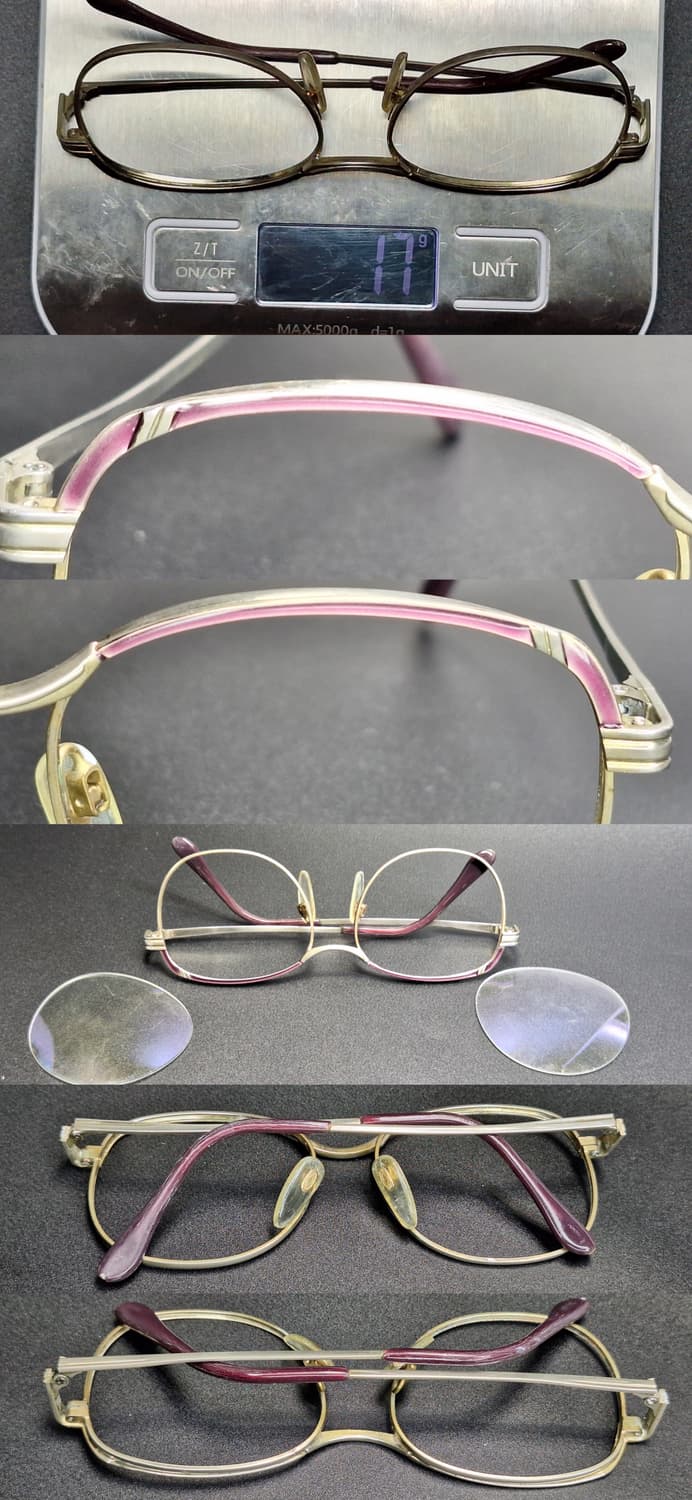 90s 일본 빈티지 메탈 엠보싱 퍼플 브로우 디자인 안경테/수입 패션 상품이미지3