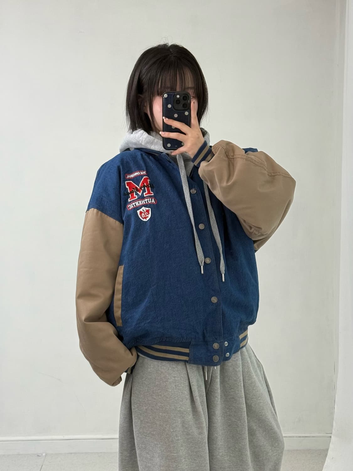 빈티지 미키 데님 바시티 자켓 상품이미지2