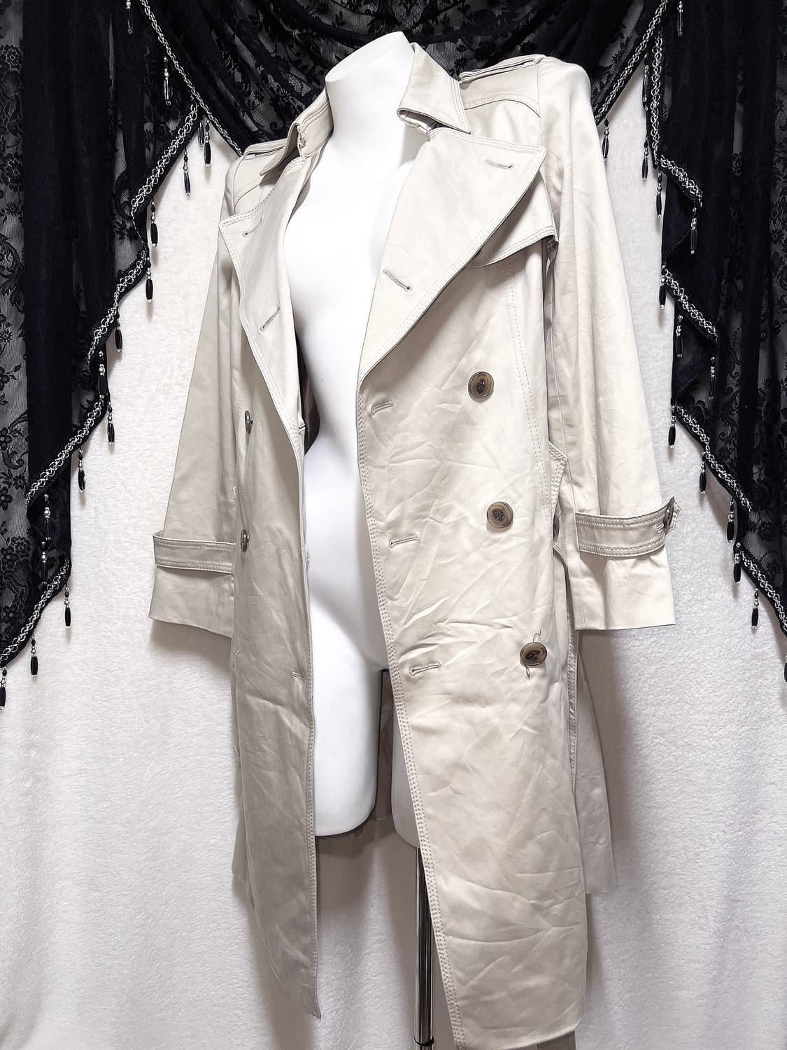 핑키앤다이안 로맨틱갸루 로걀 라떼 모카베이지 견장 트렌치코트 자켓 핀터 상품이미지8