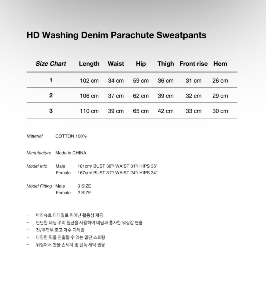후드후드 HD 워싱 데님 파라슈트 스웨트팬츠 딥블루 2 상품이미지7