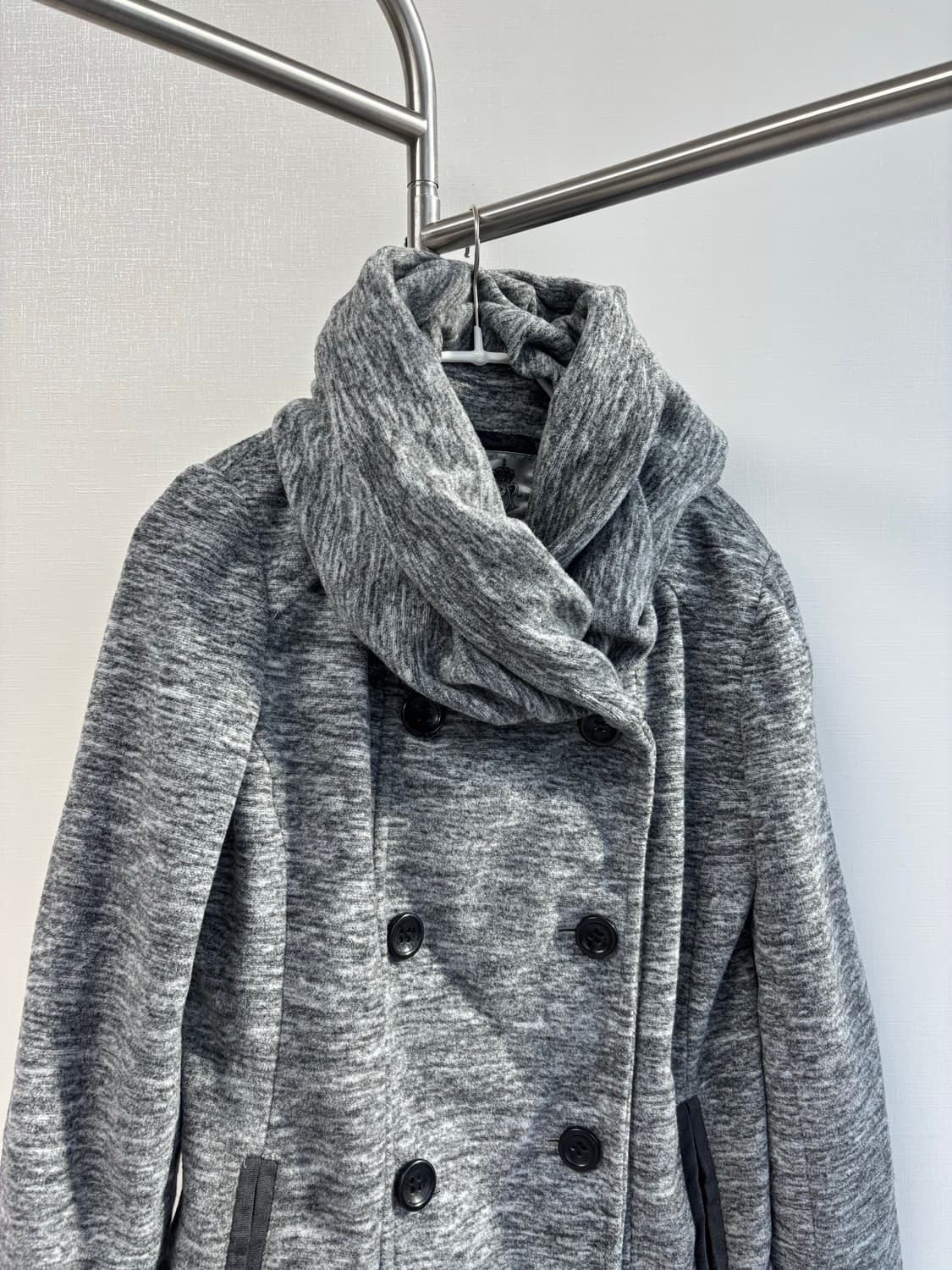 bbp 갸루 멜란지 더플 버튼 빅 숄 점퍼 상품이미지2