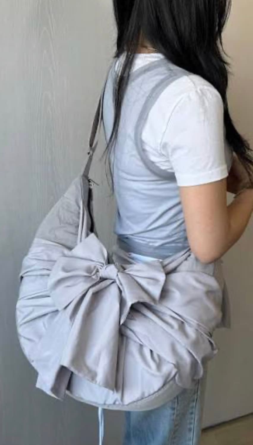 이우가마카라스 노티드 숄더백 리본백 나일론 실버 상품이미지4