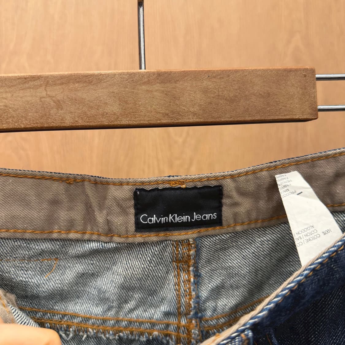 캘빈클라인 진스 데님 스커트 백 포켓 큐빅 장식 디테일 H라인 진청 상품이미지8