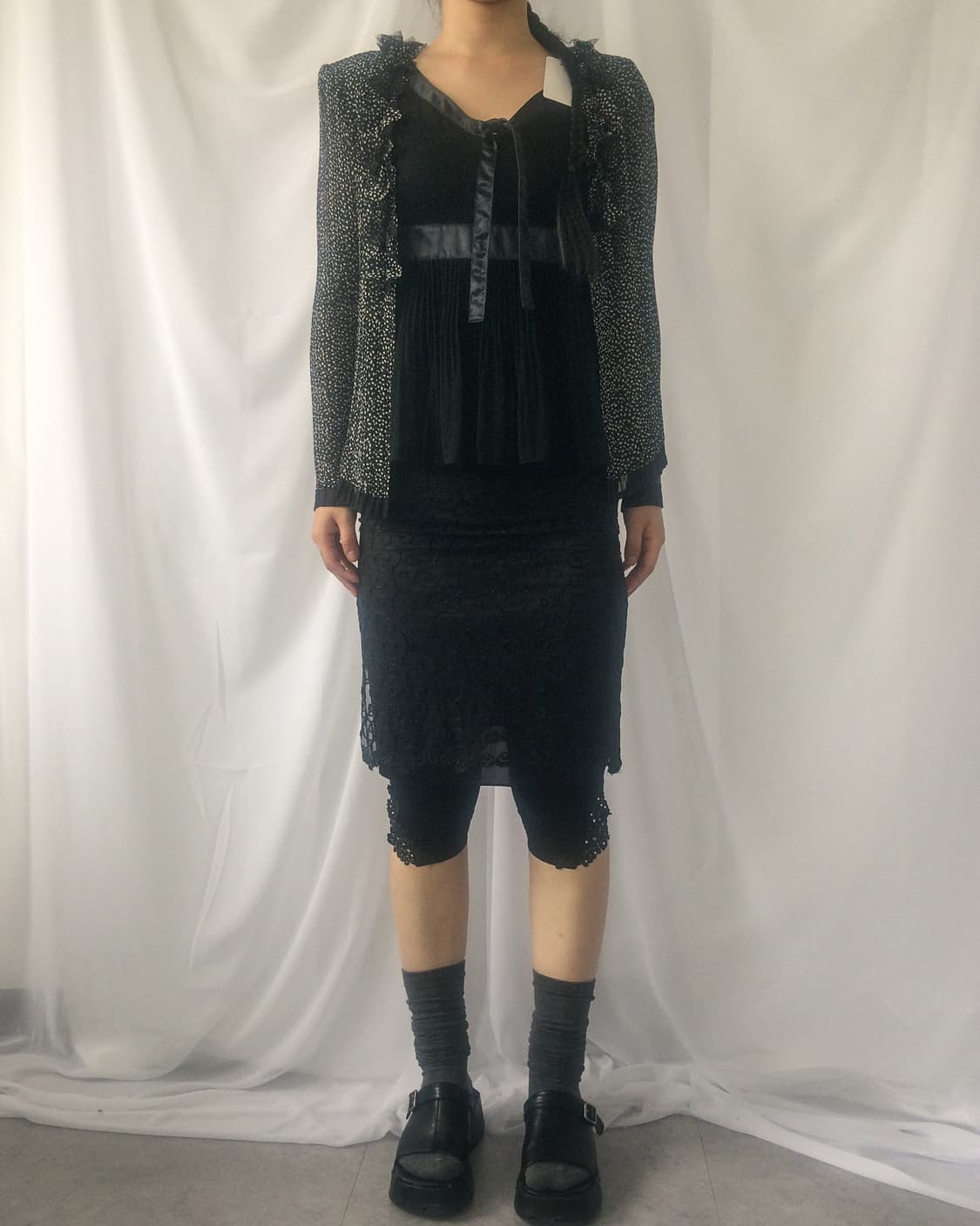 Pattern pleats open cardigan 상품이미지6