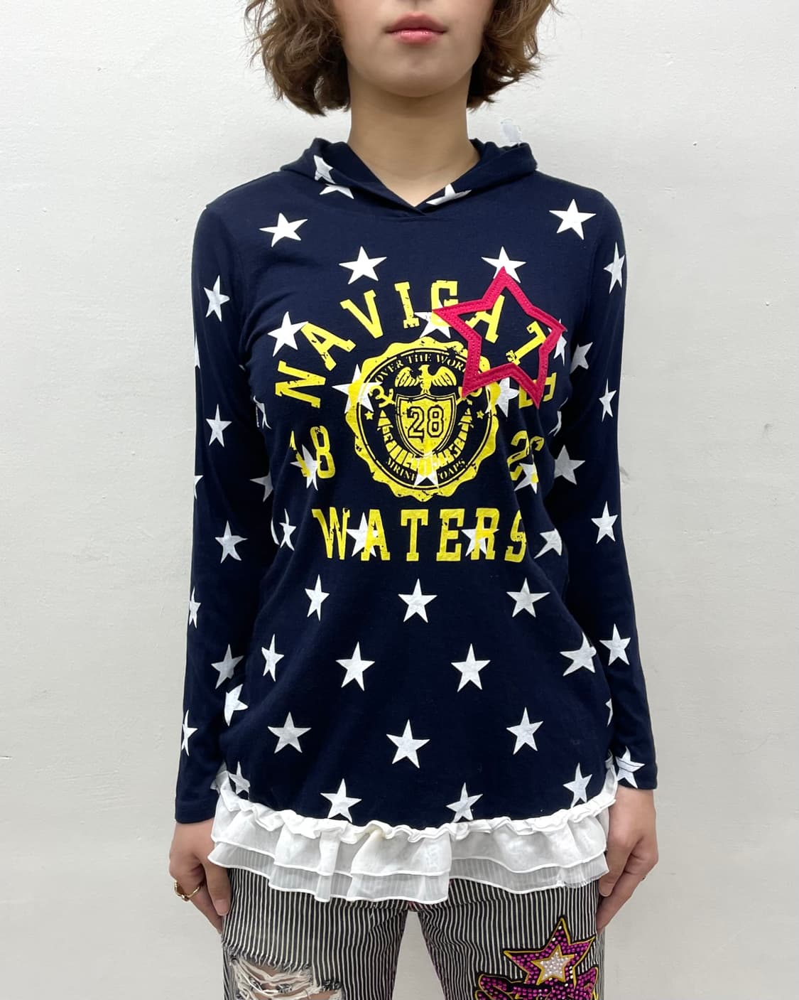 Star Navy lace hoodie 상품이미지2