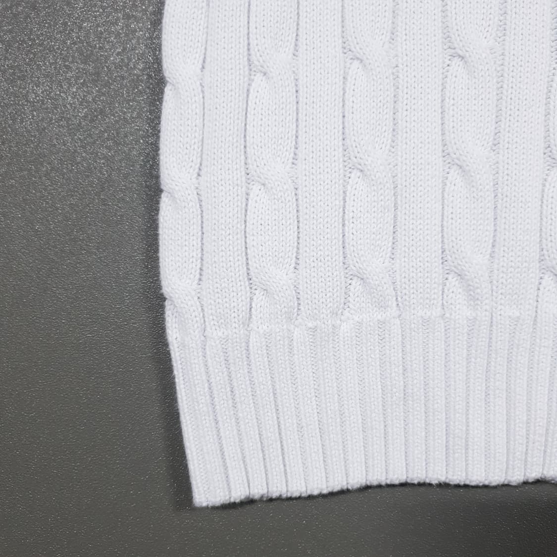 여성 S 폴로 랄프로렌 신형 포니 케이블 반팔 꽈배기 니트 스웨터 화이트 상품이미지5