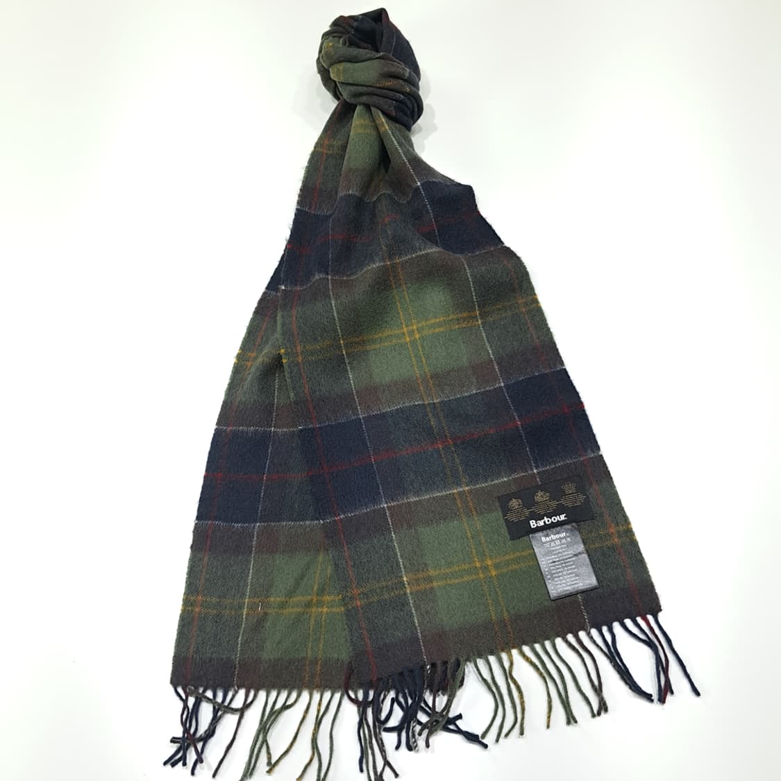 MX544 바버 울캐시미어 클래식타탄 올리브 머플러 목도리 상품이미지2