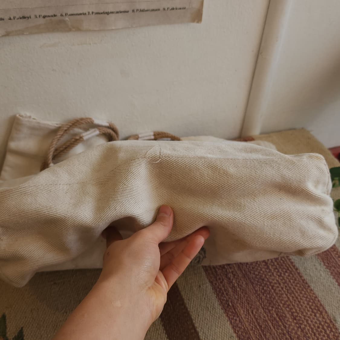 핸드 드로잉 빅토트 캔버스 빈티지 더플백 리메이크 화이트 머쉬룸 상품이미지7