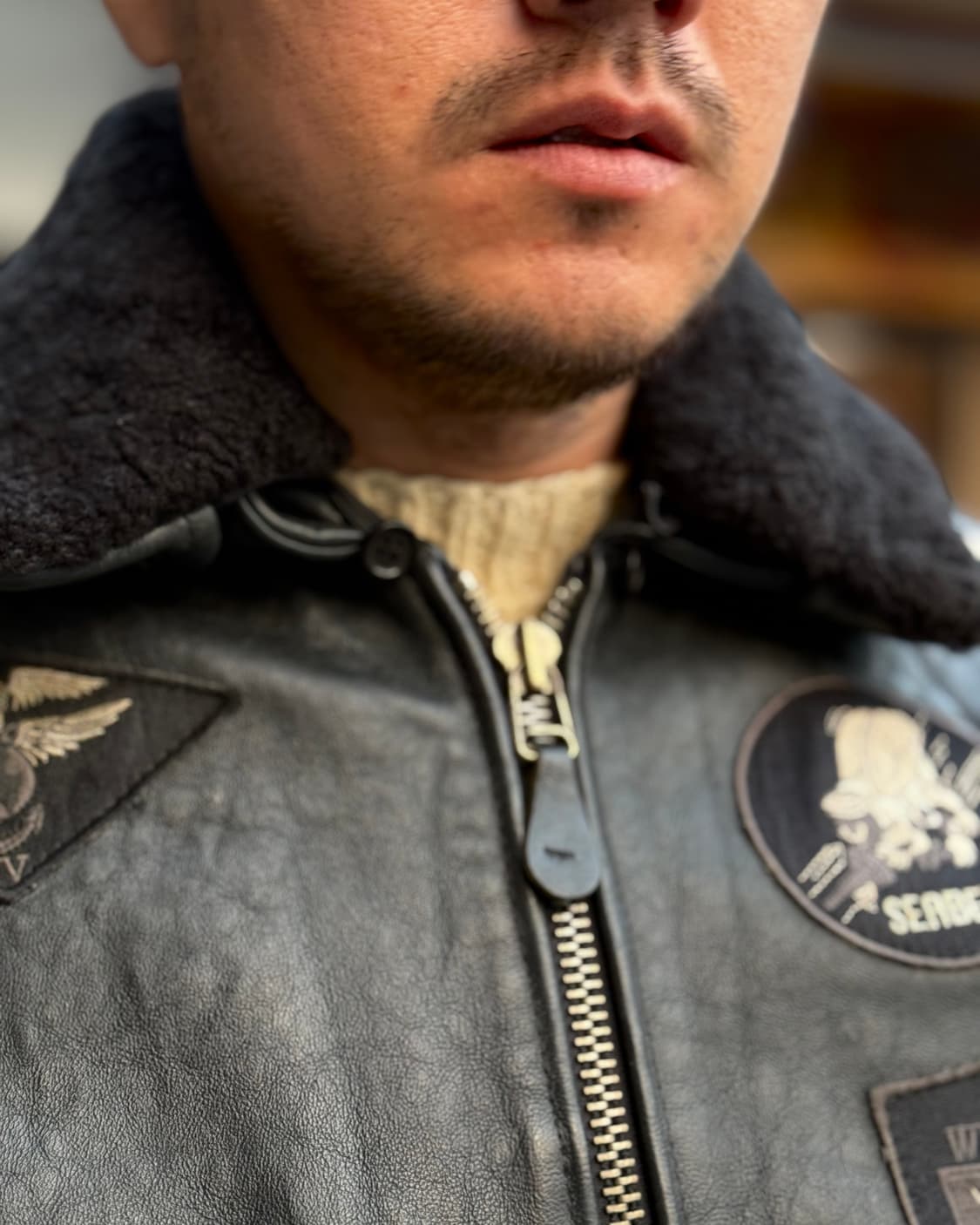 90-00‘s 탑건 G-1 레더 봄버 자켓 S 상품이미지9