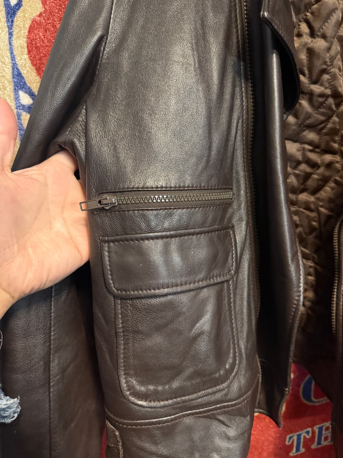 Designed by JINTEOK 진태옥 퍼카라 레더 플라이트 자켓  상품이미지6