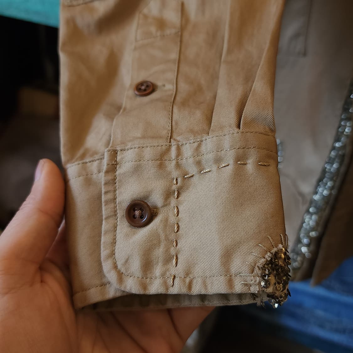 폴로 랄프로렌 여성용 패치워크 비즈 디테일 견장 셔츠 8 상품이미지9