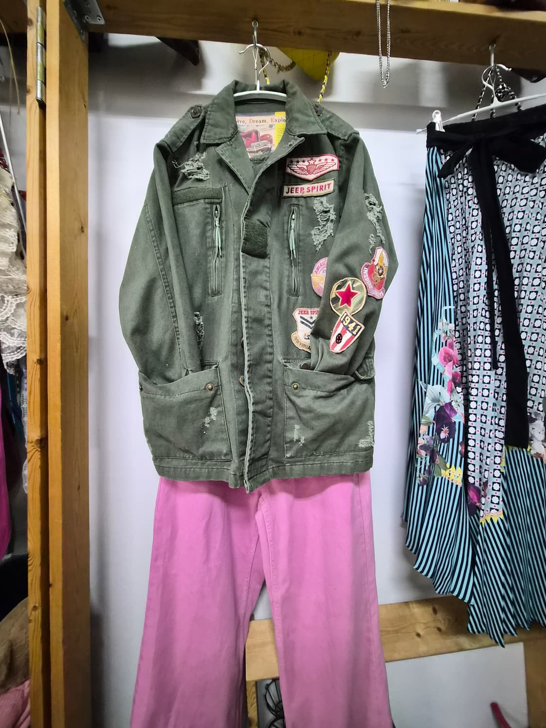 디젤 자수와팬 빈티지 워싱 야상.better 핑크데님 상품이미지1