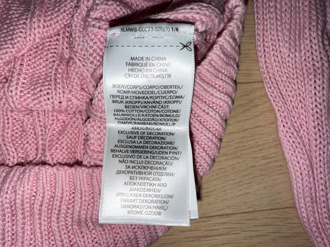 폴로 랄프로렌 케이블 니트 코튼 크루넥 스웨터 M / 카라멜 핑크 상품이미지6