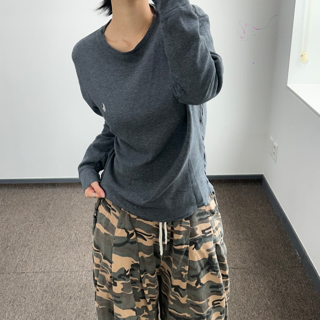 Polo 폴로 화이트 포니 그레이 와플 니트 상품이미지2