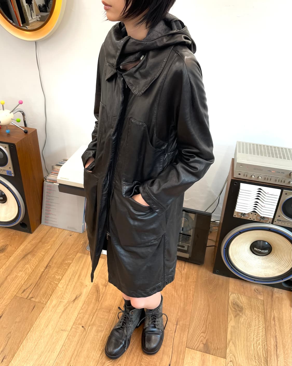 [38] 마르니 레더 후드 코트 상품이미지1