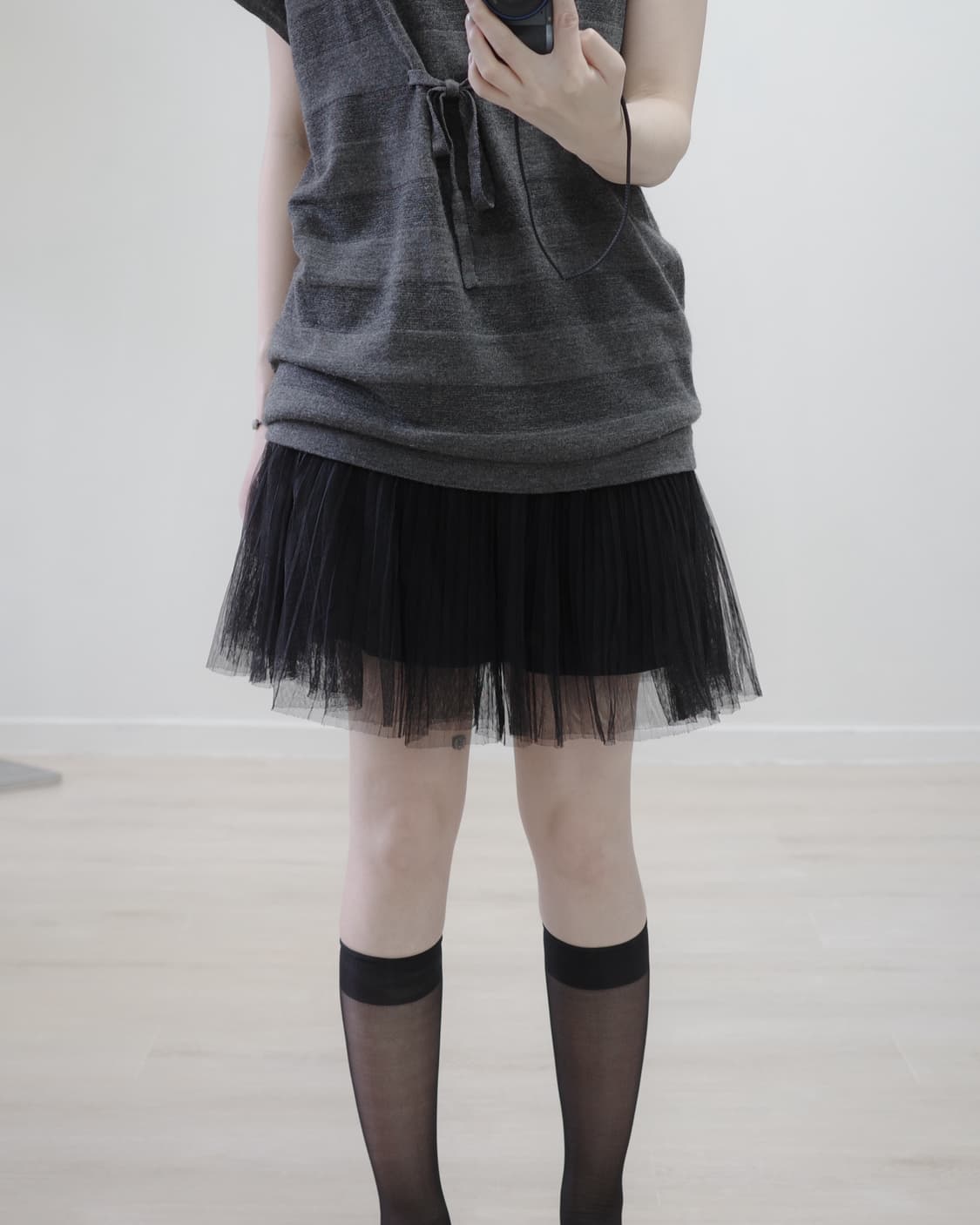 Black pleats sha skirt 상품이미지3