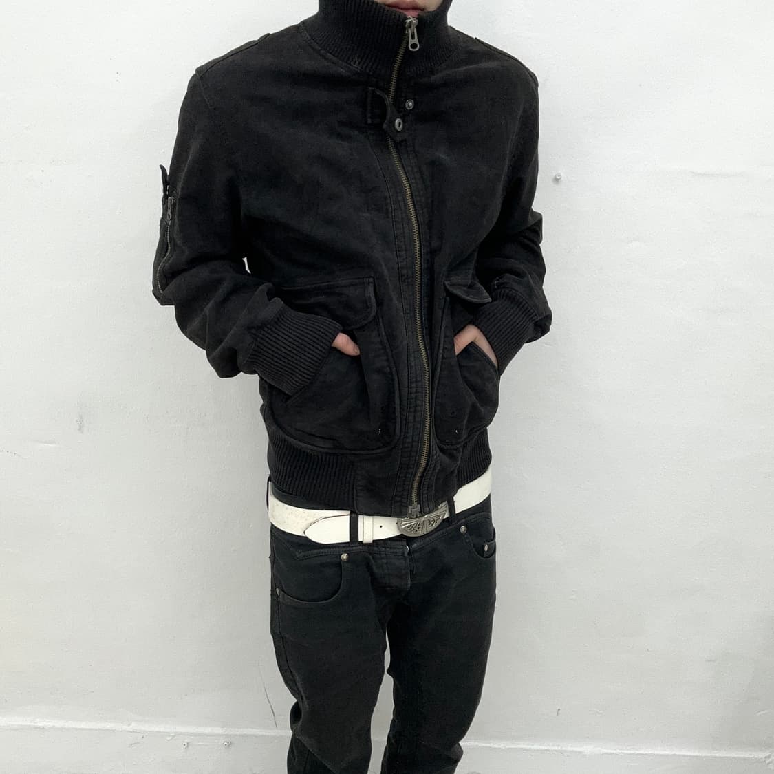 texture suede bomber jacket  상품이미지2