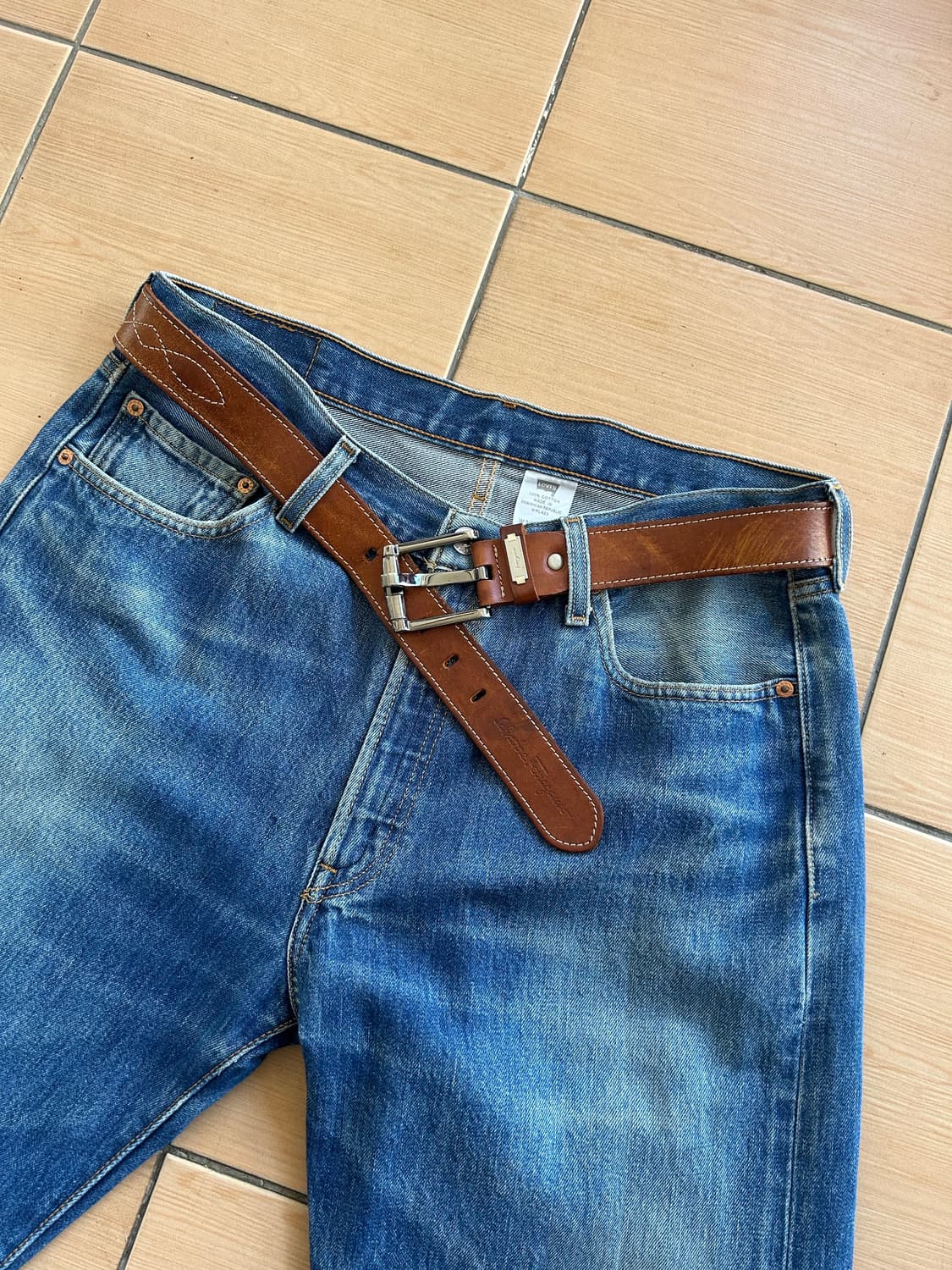 Vintage ferragamo western leather belt 상품이미지7