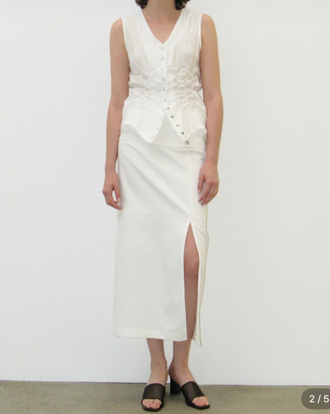 카셀 BELTED LONG SKIRT, WHITE-S 상품이미지3