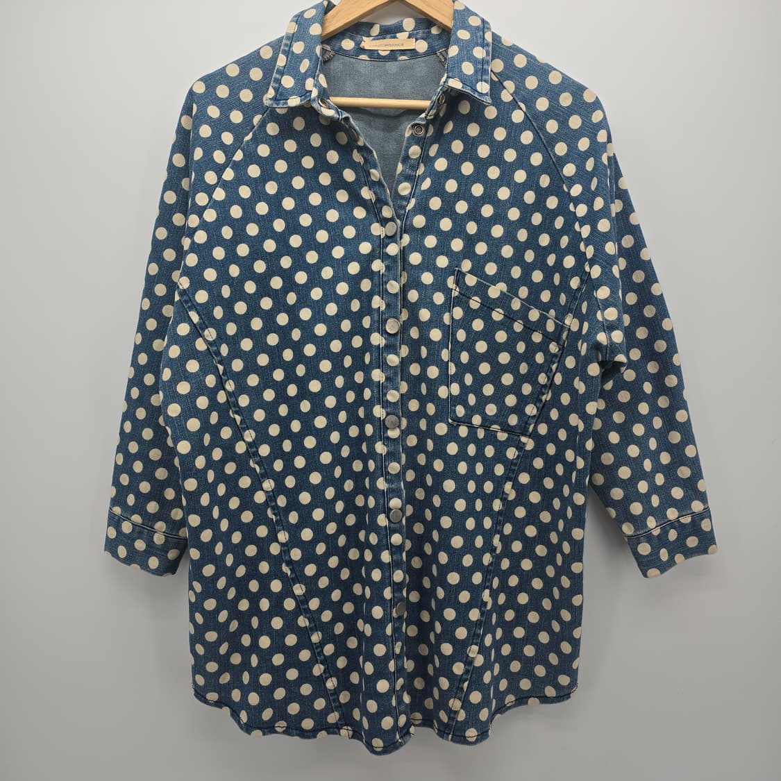 CONCORDANCE 데님 도트 롱 셔츠 블라우스 [B40369] 상품이미지1